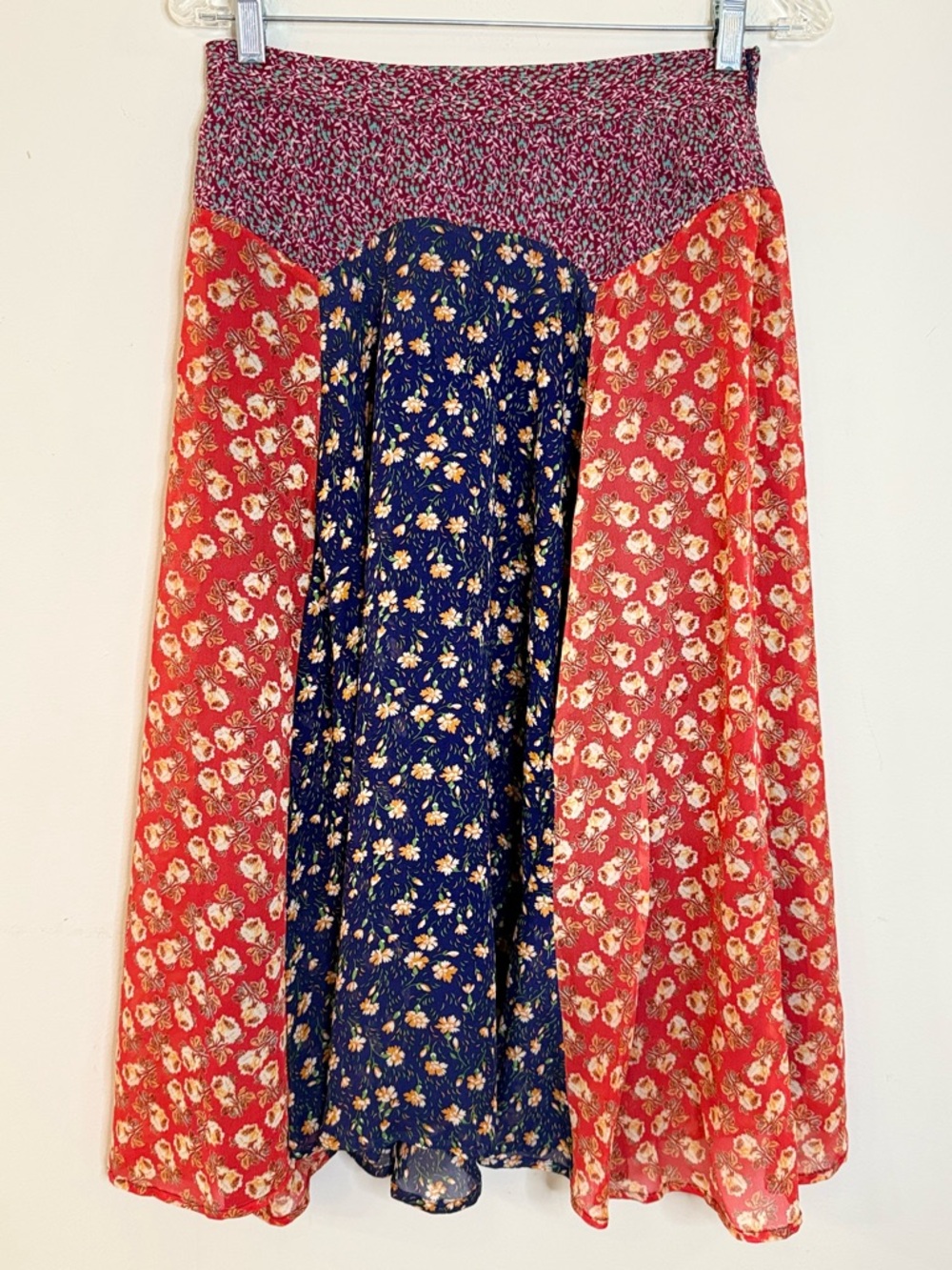 Meadow Rue by Anthropologie floral patchwork midi skirt SZ 4 - Picture 2 of 11